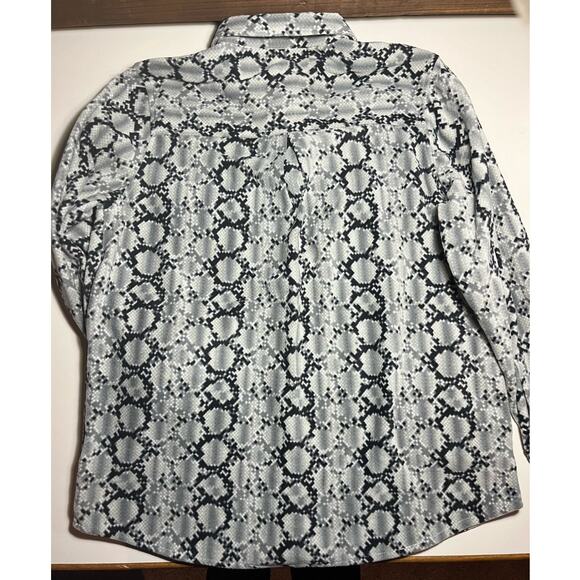 Simply‎ Southern XL Fleece Jacket Shacket Black Gray Snake Skin Button Shirt EUC - Picture 7 of 8